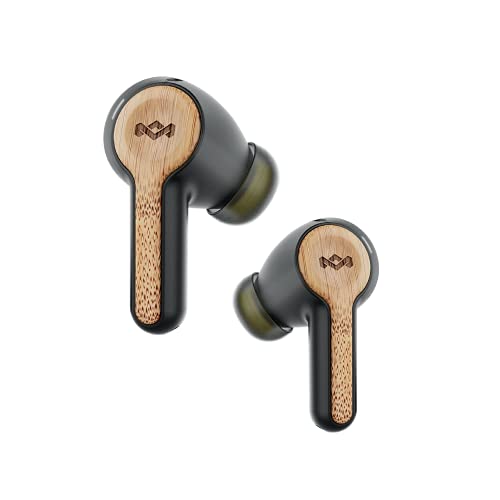 House of Marley Rebel True Wireless Earbuds with Microphone, Bluetooth Connectivity, 8 Hour Battery Life with in-Case Charging, and Sustainable Materials, Signature Black