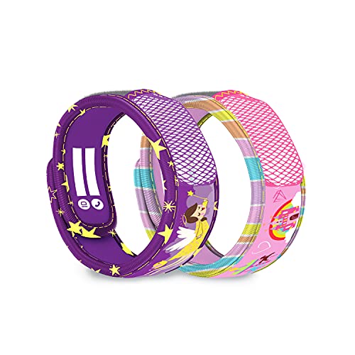 PARA'KITO Mosquito Repellent Pack - 2 Kids Wristbands & 2 Refills Angel/Castle