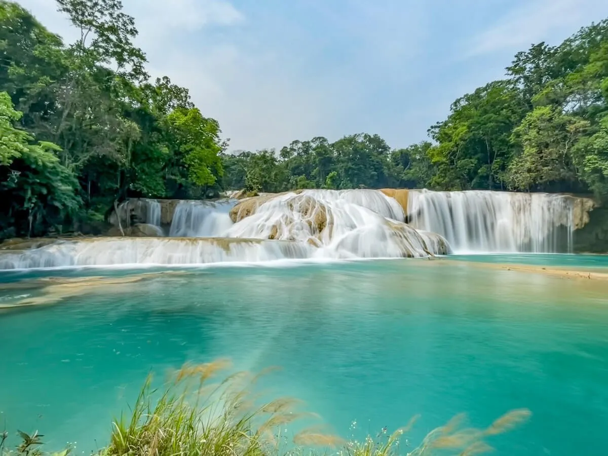 The impressive blue and green waterfalls at Agua Azul in Chiapas, Mexico.